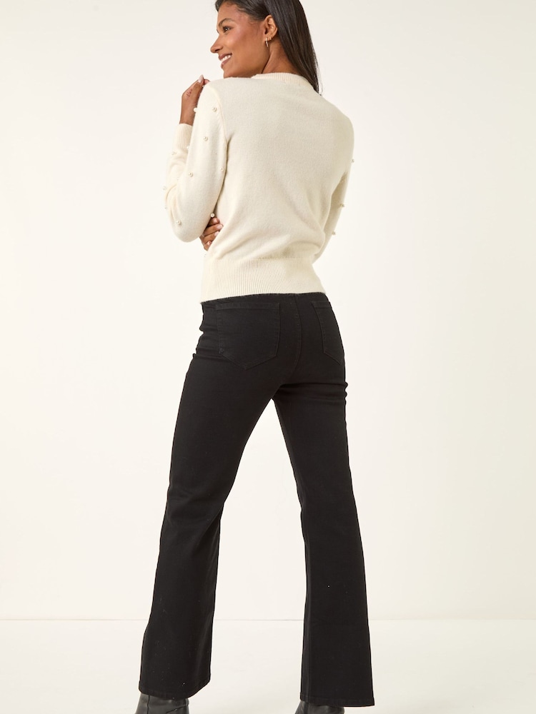 Roman White Pearl Bow Knit Jumper - Image 2 of 5 Roman White Pearl Bow Knit Jumper - Image 2 of 5