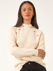 Roman White Raglan Ribbed Knit Jumper - Image 1 of 4