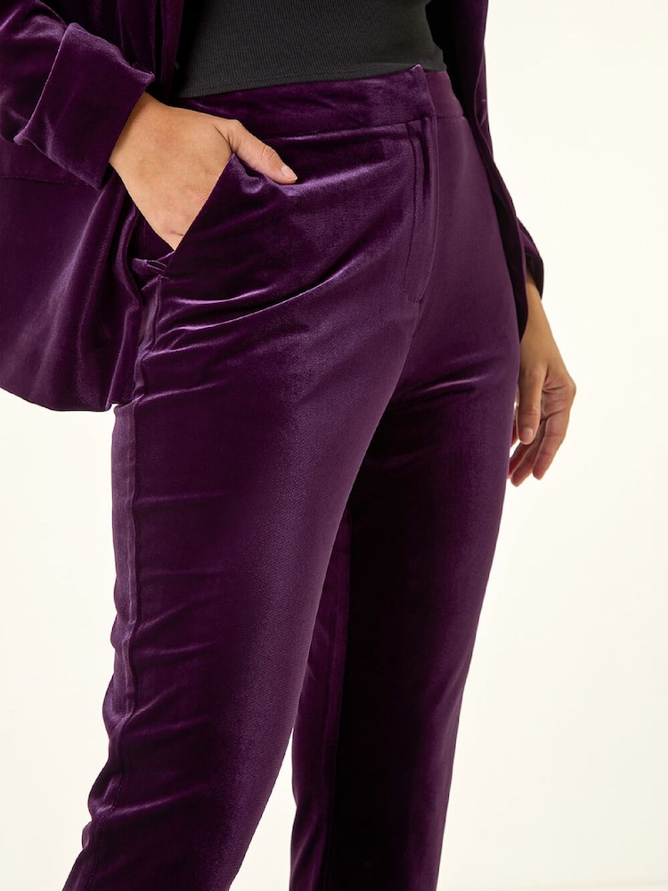 Roman Purple Velvet Cigarette Stretch Trousers - Image 5 of 5 Roman Purple Velvet Cigarette Stretch Trousers - Image 5 of 5
