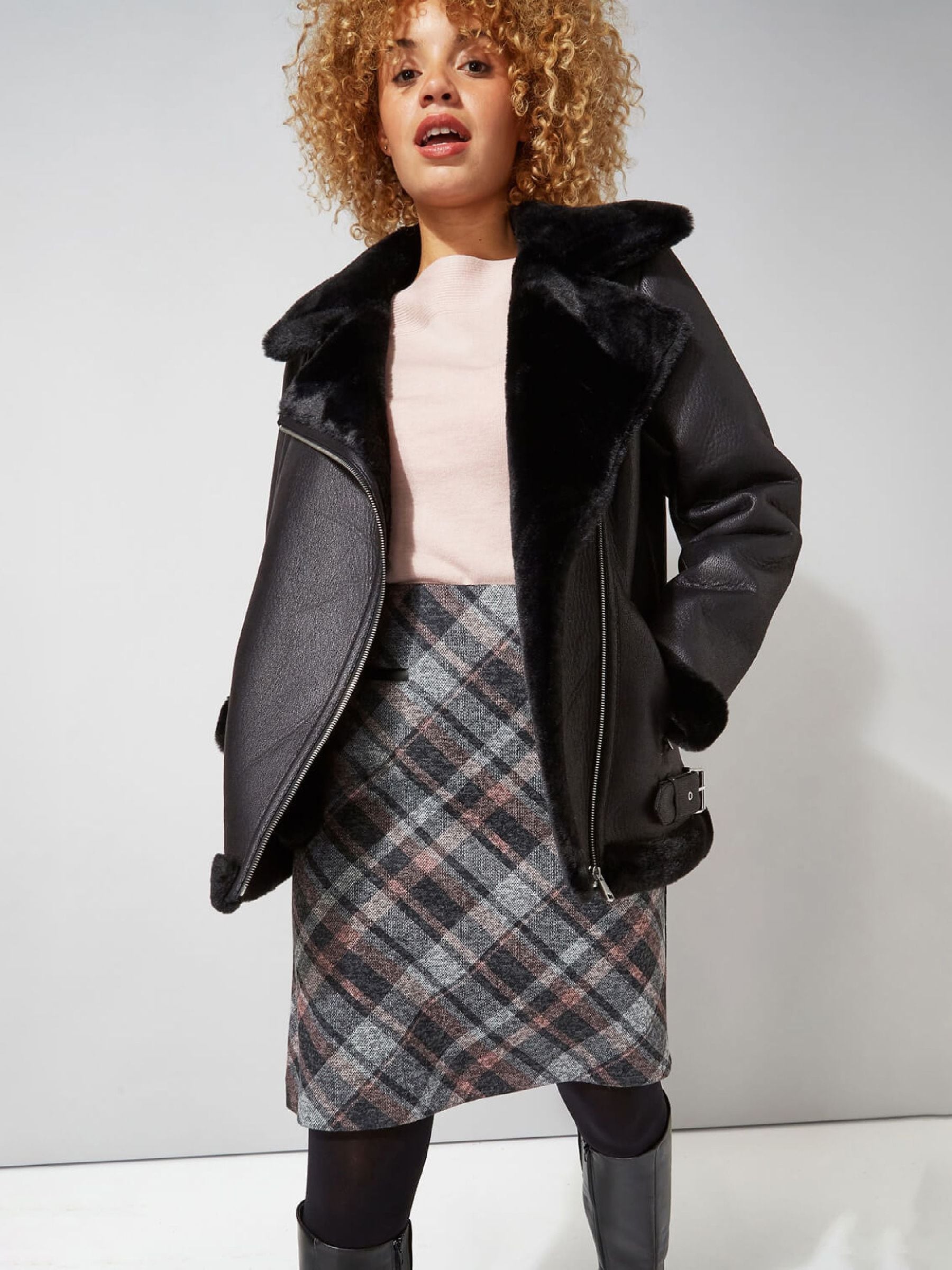 Buy Roman Grey Faux Fur Aviator Jacket from Next USA