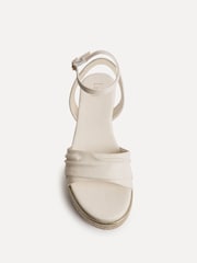 Linzi Cream Dazed Flatform Sandals With Ruched Front Strap - Image 4 of 5