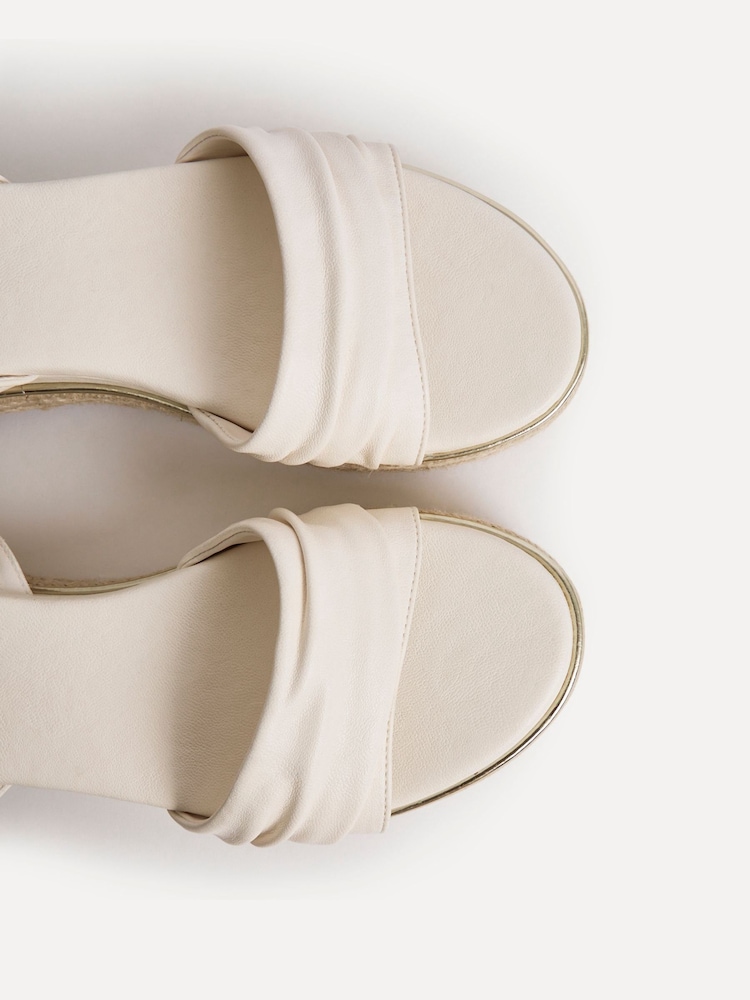 Linzi Cream Dazed Flatform Sandals With Ruched Front Strap - Image 5 of 5 Linzi Cream Dazed Flatform Sandals With Ruched Front Strap - Image 5 of 5