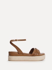 Linzi Dark Brown Dazed Flatform Sandals With Ruched Front Strap - Image 2 of 5