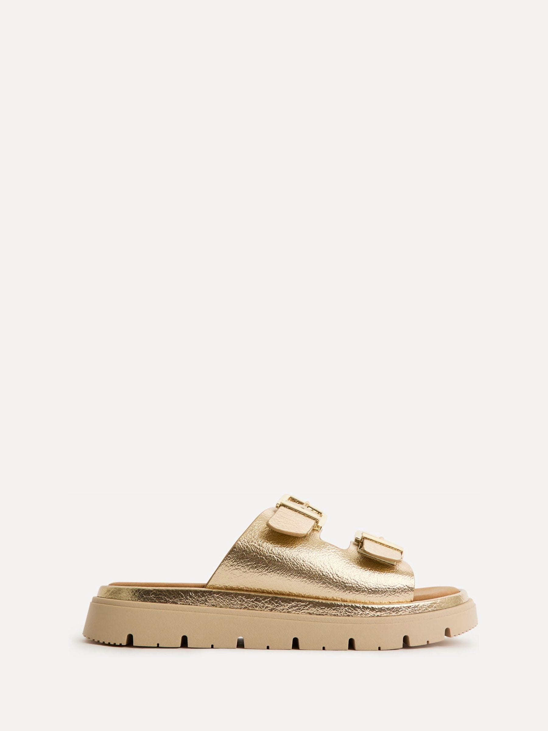 Buy Linzi Gold Capture Double Buckle Flat Sandals from Next USA