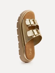 金色 - Linzi Capture Double Buckle Flat Sandals - 圖片 6/6