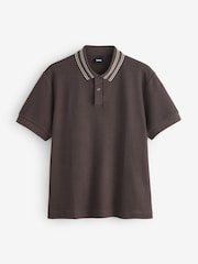 BOSS Brown Tipped Collar Polo Shirt - Image 1 of 1