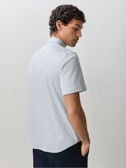 BOSS Light Blue Motion Cotton Regular Fit Short Sleeve Shirt - Image 4 of 5