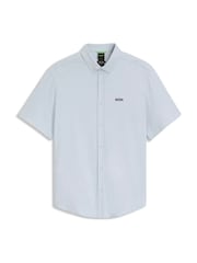 BOSS Light Blue Motion Cotton Regular Fit Short Sleeve Shirt - Image 5 of 5
