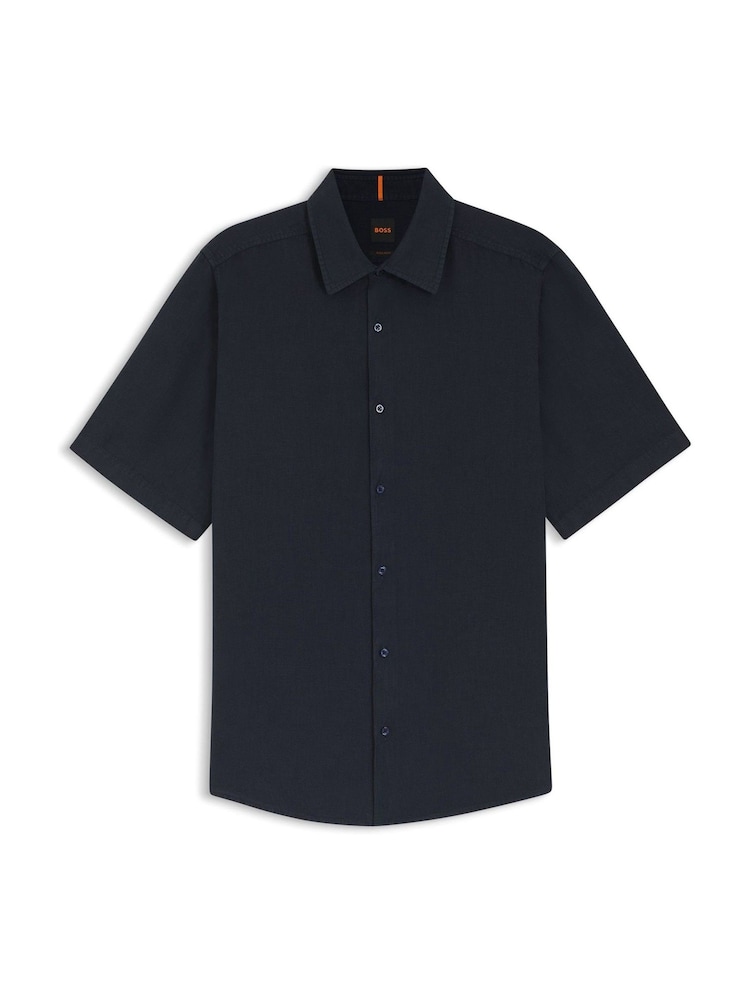 BOSS Blue Regular Fit Short Sleeve Linen Shirt - Image 1 of 1 BOSS Blue Regular Fit Short Sleeve Linen Shirt - Image 1 of 1