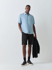 BOSS Blue Regular Fit Short Sleeve Linen Shirt - Image 2 of 5
