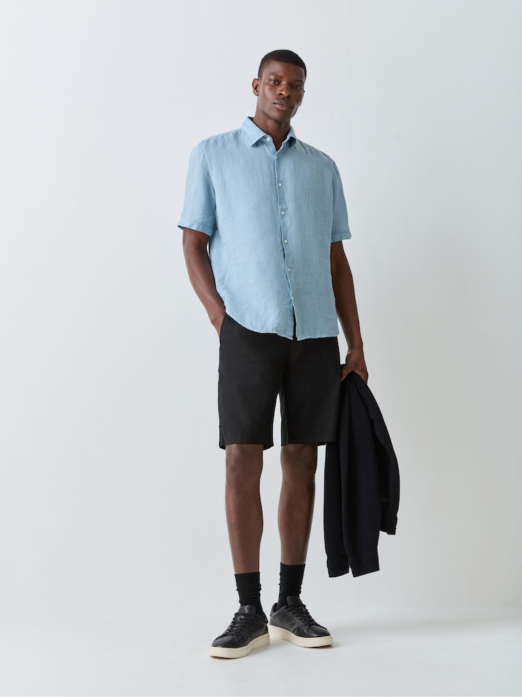 BOSS Blue Regular Fit Short Sleeve Linen Shirt - Image 2 of 5 BOSS Blue Regular Fit Short Sleeve Linen Shirt - Image 2 of 5