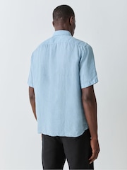 BOSS Blue Regular Fit Short Sleeve Linen Shirt - Image 3 of 5