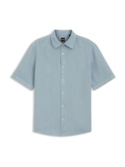 BOSS Blue Regular Fit Short Sleeve Linen Shirt - Image 5 of 5