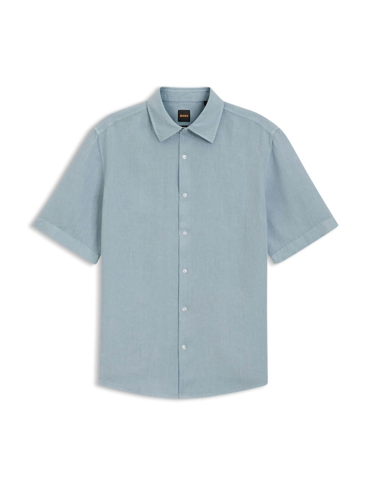BOSS Blue Regular Fit Short Sleeve Linen Shirt - Image 5 of 5 BOSS Blue Regular Fit Short Sleeve Linen Shirt - Image 5 of 5