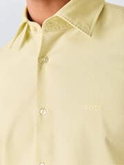 BOSS Cream Regular Fit Short Sleeve Cotton Shirt - Image 4 of 6
