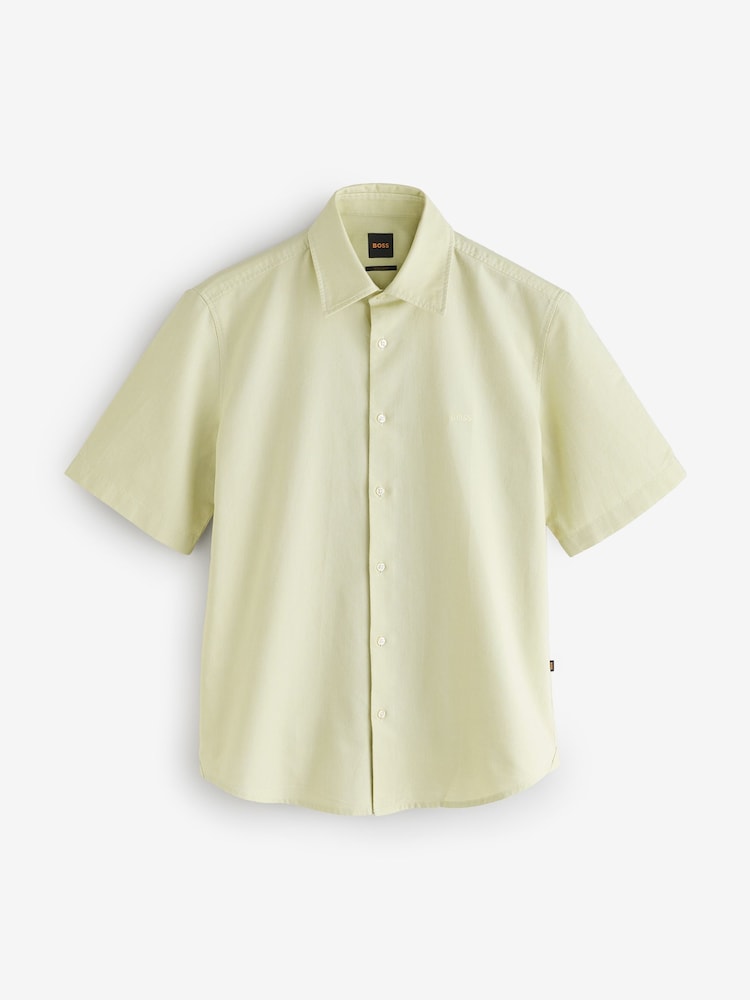 BOSS Cream Regular Fit Short Sleeve Cotton Shirt - Image 6 of 6