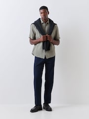 BOSS Grey Regular Fit Short Sleeve Linen Shirt - Image 2 of 5