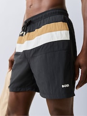 BOSS Black Louis Logo Stripe Swim Shorts - Image 1 of 4