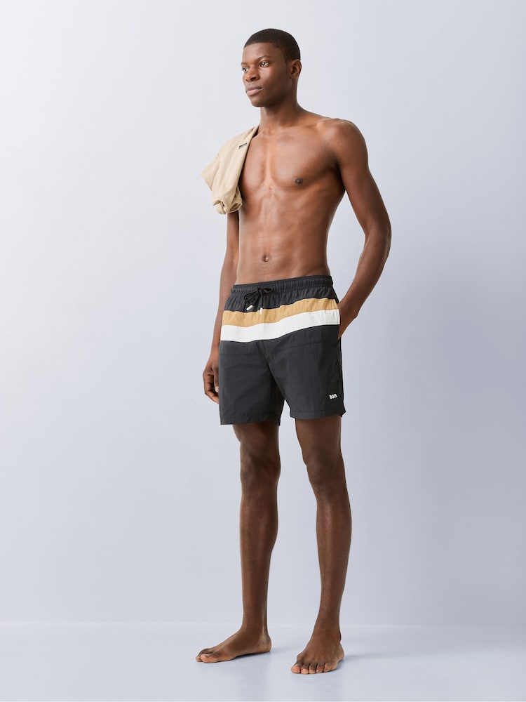 BOSS Black Louis Logo Stripe Swim Shorts - Image 2 of 4