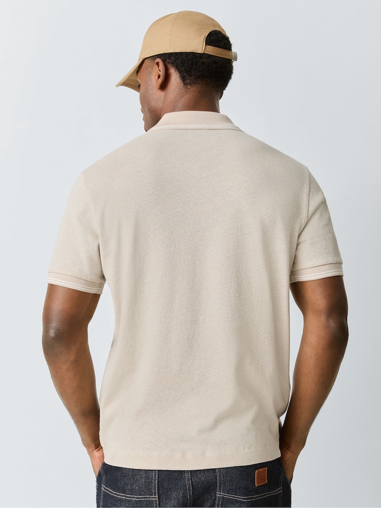 BOSS Cream Pye Trophy Collar Polo Shirt - Image 2 of 7