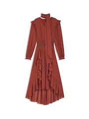 BOSS Brown Domingue Scarf Ruffle Dress - Image 1 of 1