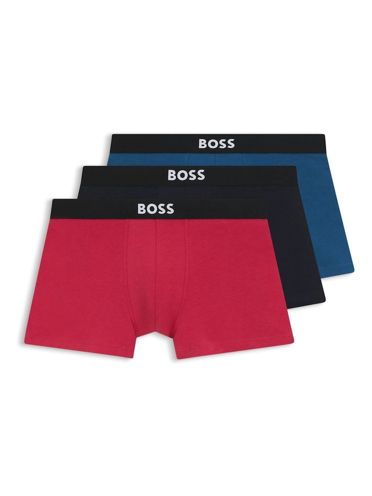 BOSS Blue One Logo Boxer Trunks 3 Pack - Image 1 of 1
