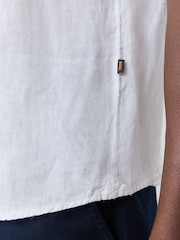 BOSS Off White Regular Fit Short Sleeve Linen Shirt - Image 4 of 5