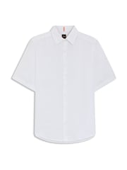 BOSS Off White Regular Fit Short Sleeve Linen Shirt - Image 5 of 5