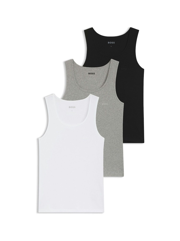 BOSS Black Chrome Classic Rib Vest Tops 3 Pack - Image 1 of 1