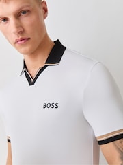 Blanco - BOSS Trophy Collar Regular Fit Polo Shirt - Imagen 4 de 5