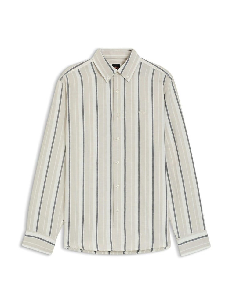 BOSS Cream Ricoplus Regular Fit Stripe Shirt - Image 1 of 1 BOSS Cream Ricoplus Regular Fit Stripe Shirt - Image 1 of 1