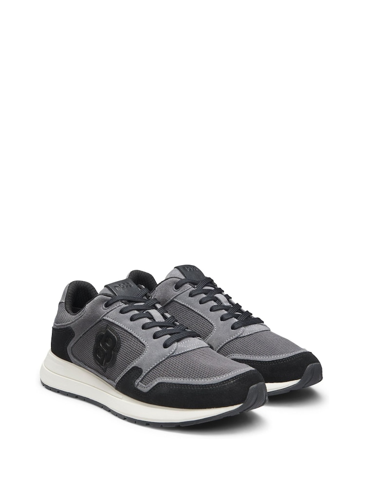 BOSS Grey Vinston Logo Trainers - Image 1 of 2