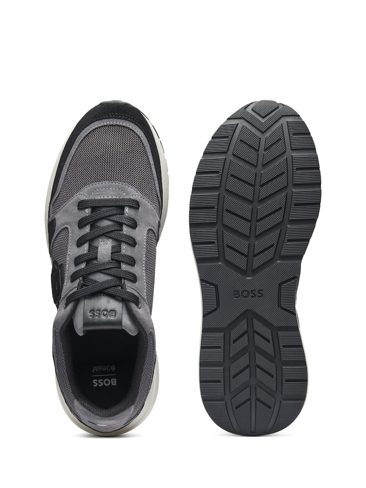 BOSS Grey Vinston Logo Trainers - Image 2 of 2