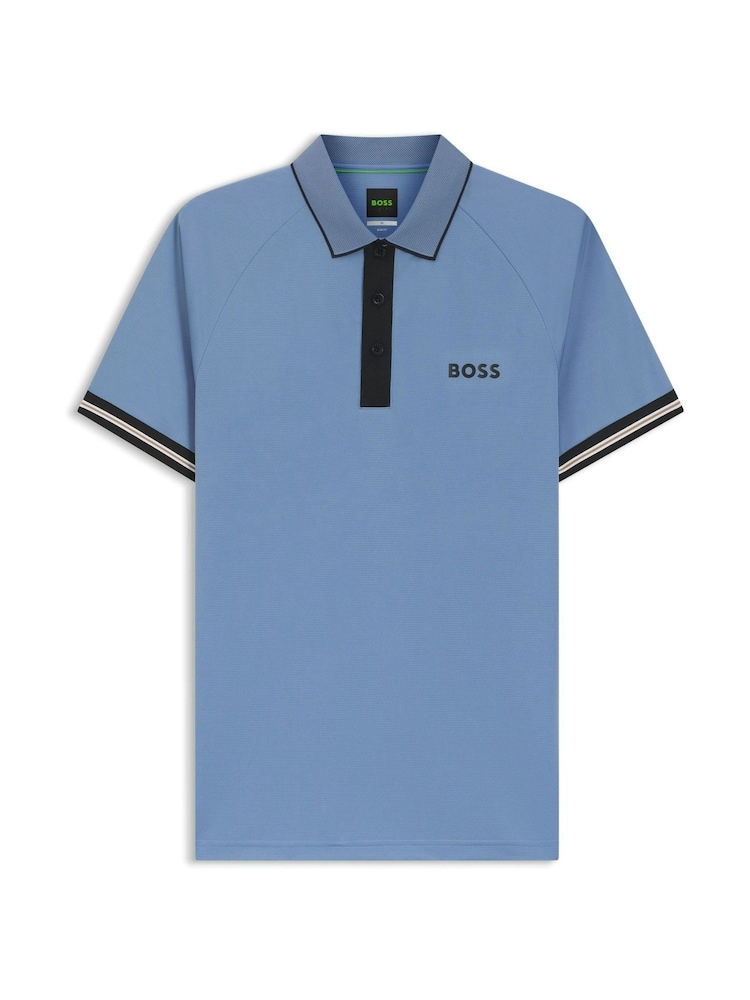 BOSS Blue Contast Collar Regualr Fit Polo Shirt - Image 1 of 1 BOSS Blue Contast Collar Regualr Fit Polo Shirt - Image 1 of 1