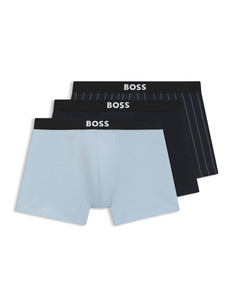 BOSS Blue One Logo Boxers 3 Pack - Image 1 of 1 BOSS Blue One Logo Boxers 3 Pack - Image 1 of 1