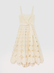 Reiss Cream Gigi Petite Cotton Cut-Out Belted Midi Dress - Image 2 of 7
