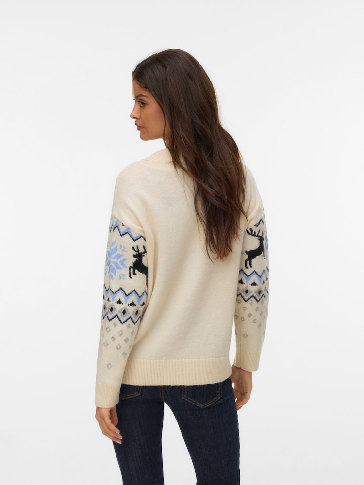 VERO MODA Cream Christmas Jumper - Image 2 of 5 VERO MODA Cream Christmas Jumper - Image 2 of 5