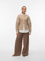 VERO MODA Brown Sculptured Knit Cardigan - Image 1 of 1