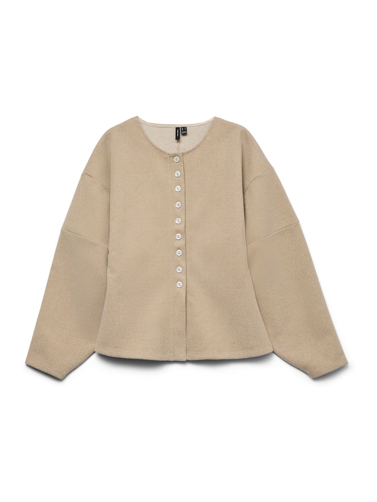VERO MODA Brown Sculptured Knit Cardigan - Image 1 of 1