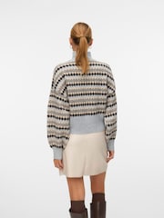 VERO MODA Grey High Neck Patterned Knit Jumper - Image 3 of 5