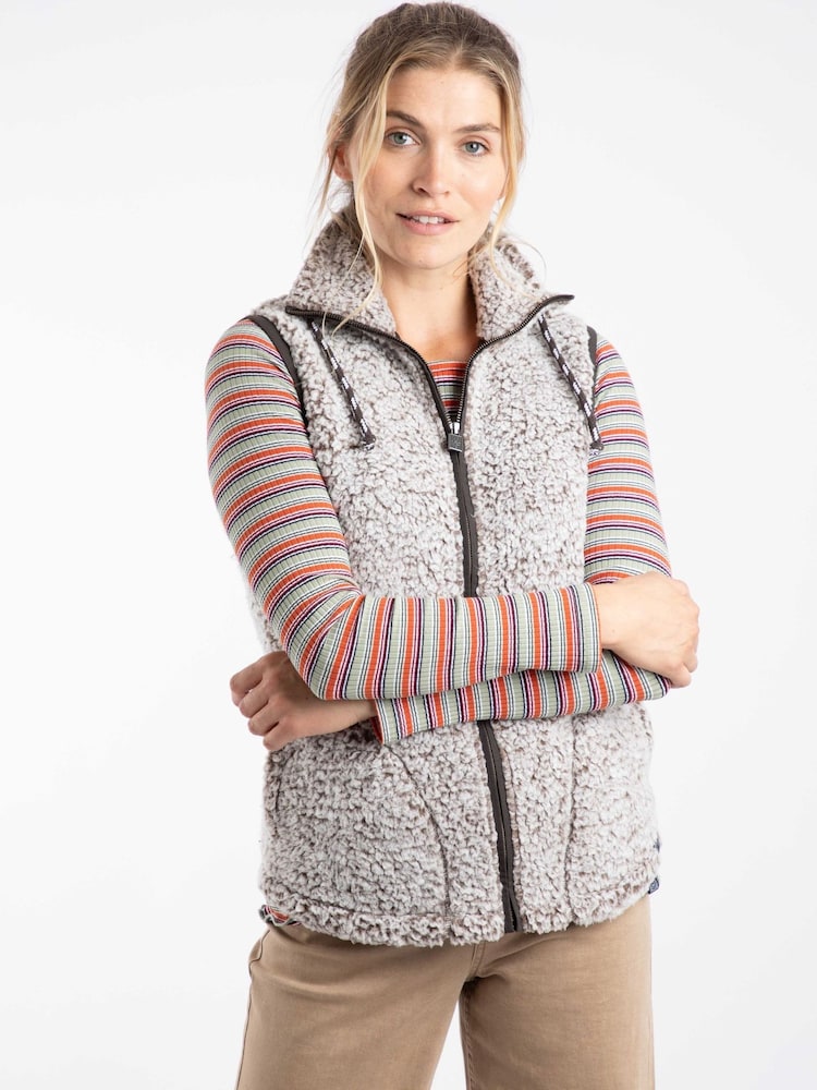 Weird Fish Brown Raia Cosy Fleece Gilet - Image 1 of 3 Weird Fish Brown Raia Cosy Fleece Gilet - Image 1 of 3