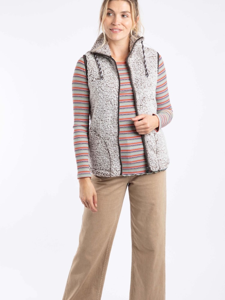 Weird Fish Brown Raia Cosy Fleece Gilet - Image 2 of 3 Weird Fish Brown Raia Cosy Fleece Gilet - Image 2 of 3