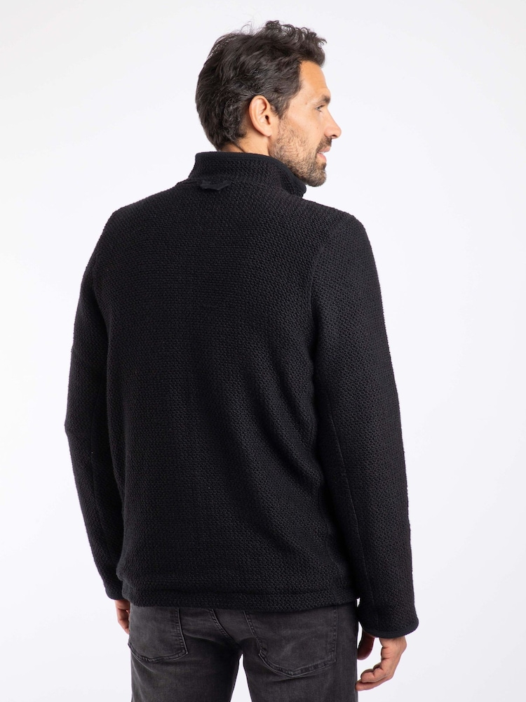 Weird Fish Black Berhan Full Zip Lined Macaroni Fleece - Image 2 of 5 Weird Fish Black Berhan Full Zip Lined Macaroni Fleece - Image 2 of 5