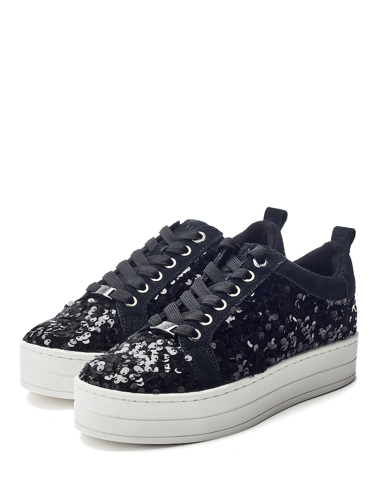 Moda in Pelle Black Buttercupp Sequin Chunky Trainers - Image 2 of 4 Moda in Pelle Black Buttercupp Sequin Chunky Trainers - Image 2 of 4