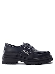 Moda in Pelle Black Sh Imoge Chunky Buckle Monk Shoes - Image 1 of 4