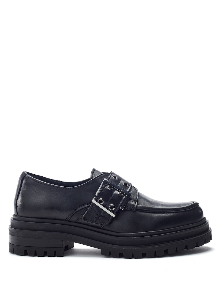 Moda in Pelle Black Sh Imoge Chunky Buckle Monk Shoes - Image 1 of 4 Moda in Pelle Black Sh Imoge Chunky Buckle Monk Shoes - Image 1 of 4
