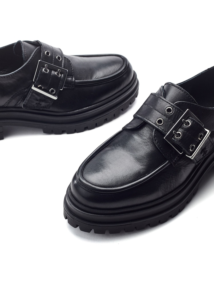 Moda in Pelle Black Sh Imoge Chunky Buckle Monk Shoes - Image 4 of 4 Moda in Pelle Black Sh Imoge Chunky Buckle Monk Shoes - Image 4 of 4