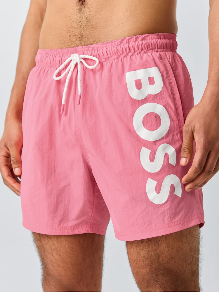 BOSS Pink Octopus Logo Swim Shorts - Image 2 of 6 BOSS Pink Octopus Logo Swim Shorts - Image 2 of 6