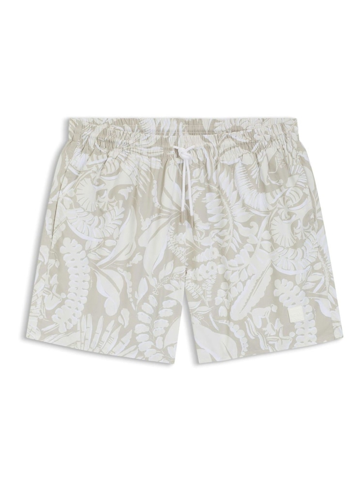 BOSS Ivory Piranha Printed Swim Shorts - Image 1 of 1