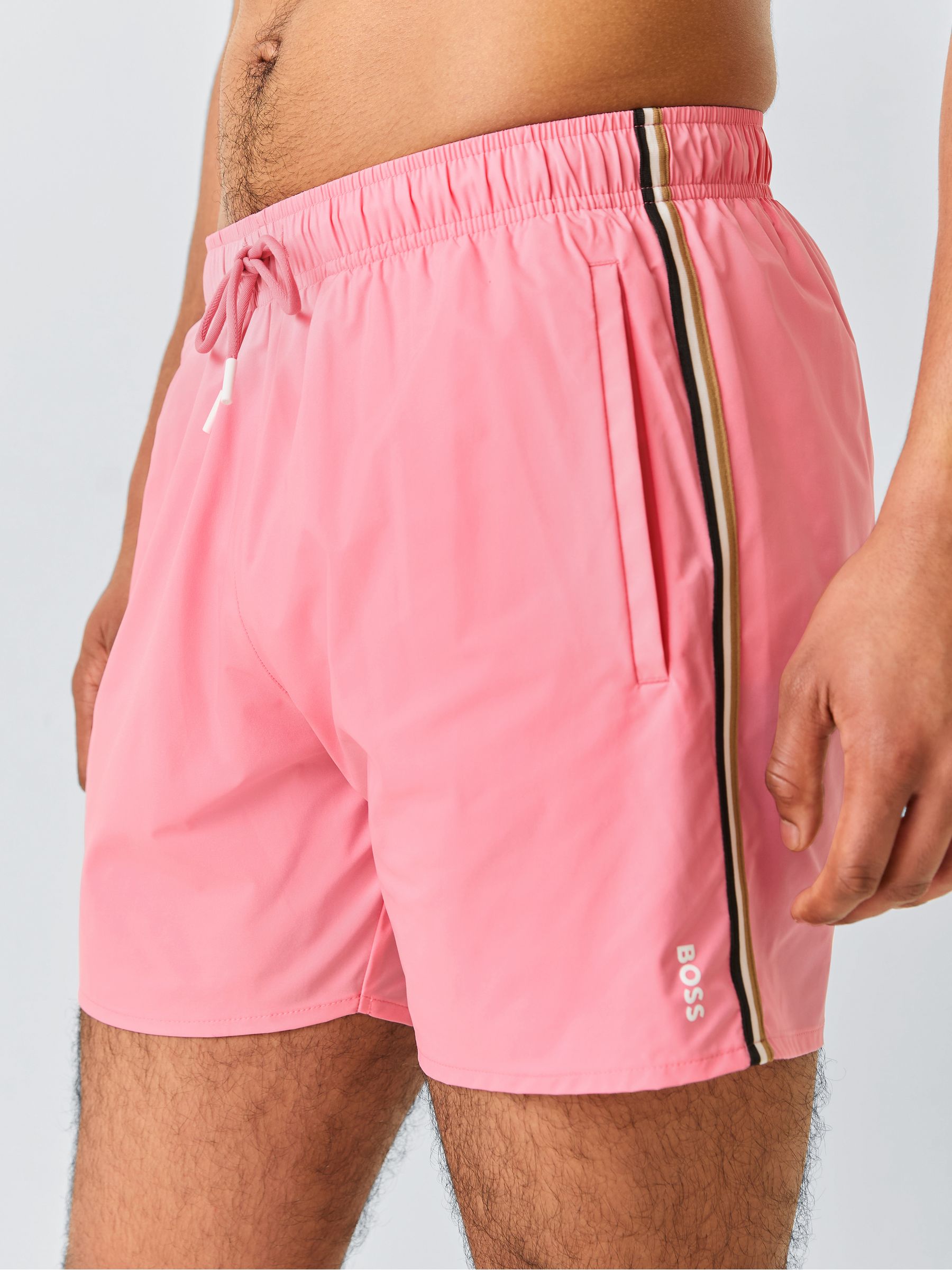 Buy BOSS Pink Iconic Side Stripe Logo Swim Shorts from Next Luxembourg